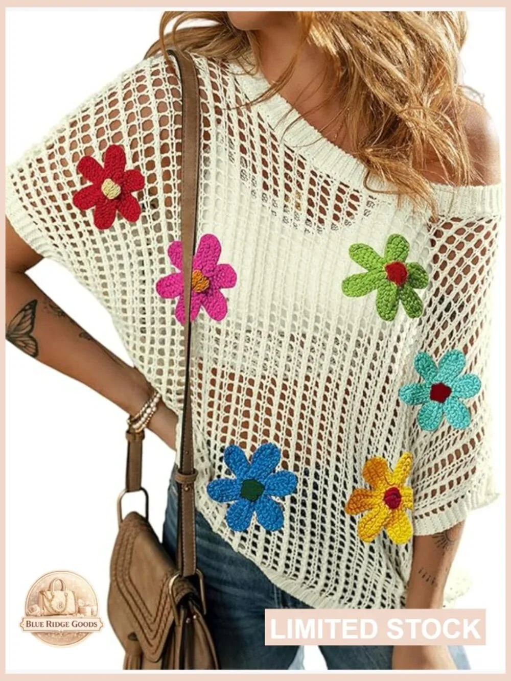 Crochet Hollow Out Short Sleeve Pullover Sweater Beach Cover Up Knit Top - Picture 1 of 5